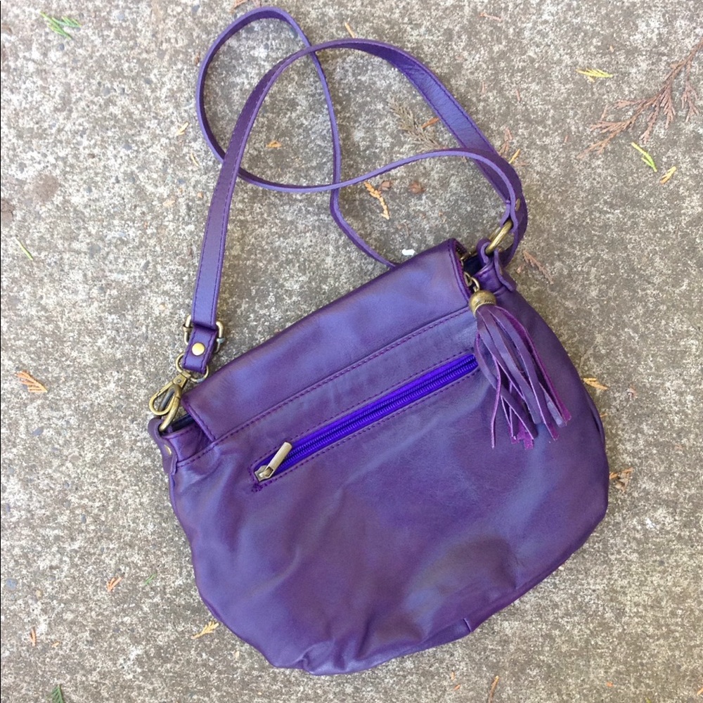 Purple Leather Crossbody Bag - Picture 3 of 6